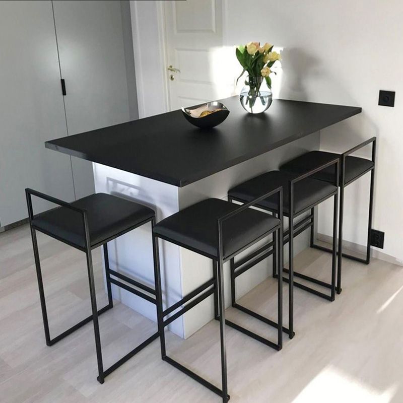 Contemporary Iron Counter Height Stools Low Back Bar Stool with Footrest