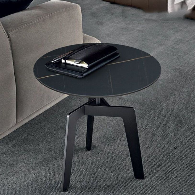 21.65" /23.62" Tall Steel 3 Legs End Table Modern Round Slate Top Side Table