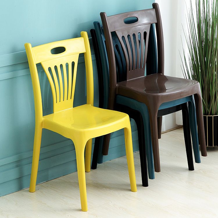 Sillas de comedor de estilo nórdico, silla auxiliar de plástico sin brazos para cocina (juego de 4)