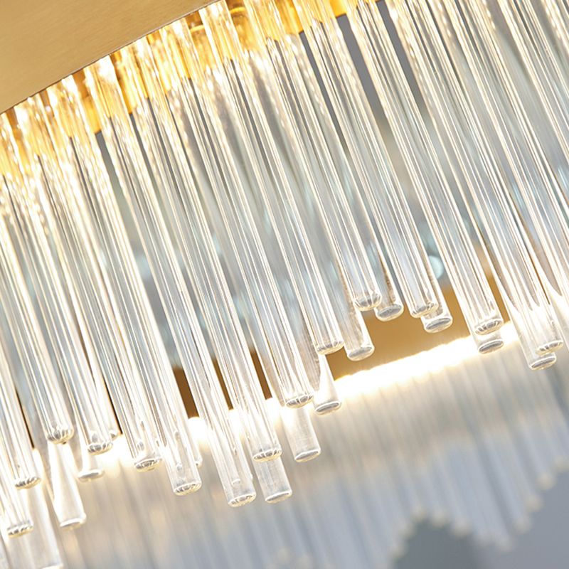 Modern Concise LED Pendant Light Glass Circular Chandelier for Living Room