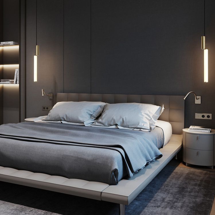 Cylindrical Hanging Ceiling Light Modern Acrylic LED Bedroom Suspended Lighting Fixture