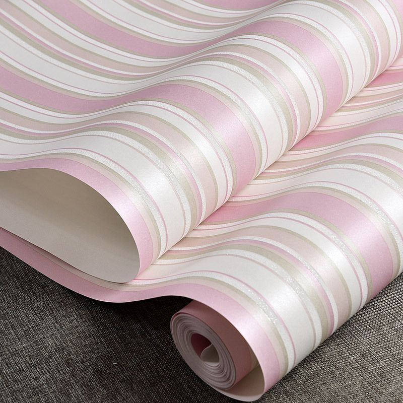 Non-Woven 33'L x 20.5"W Scandinavian Light Non-Pasted Vertical Stripe Wallpaper for Kids