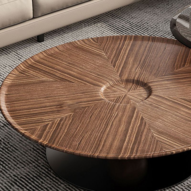 Contemporary Coffee Table Solid Wood Round Pedestal Coffee Cocktail Table