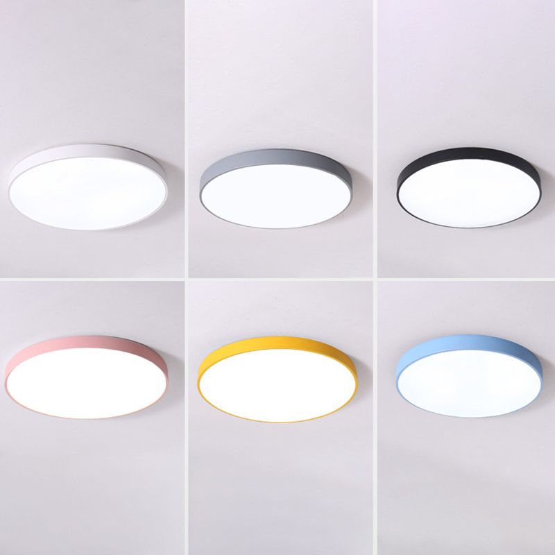 1-Light Round Shade Flush Mount Nordic Macarons Style Flush Mount Ceiling Lighting Fixture
