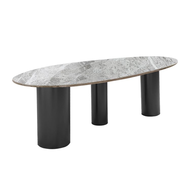 Mesa de comedor de piedra sinterizada de lujo con 3 patas para restaurante