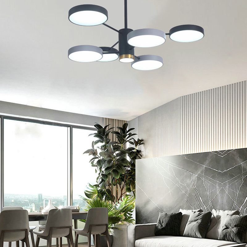 Round Shape Chandelier Modern Macaroon Iron Down Lighting Pendant for Living Room