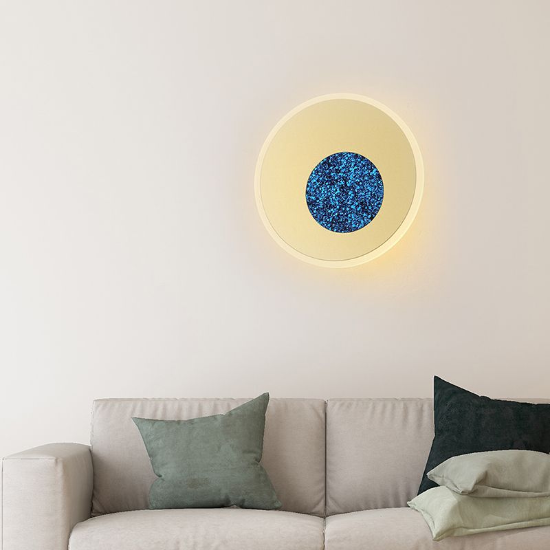 Luz de la plataforma azul redonda lámpara de pared LED acrílica posmoderna para corredor, diámetro de 8 "/11"