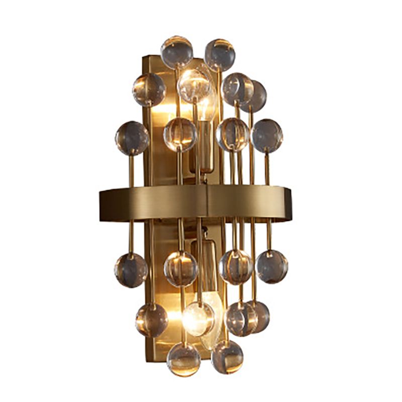 Postmoderne Metallwandleuchte Gold 2 Lichter Wandleuchten mit Kristall für Wohnzimmer