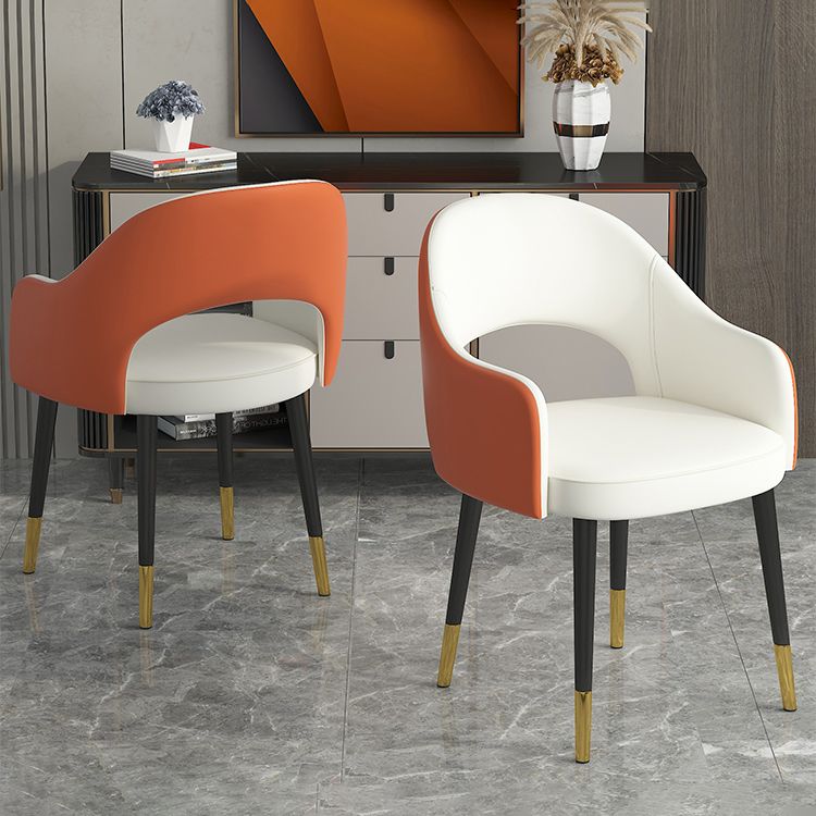 Contemporary Leather Dining Room Chairs Open Back Dining Side Chair for Home Use