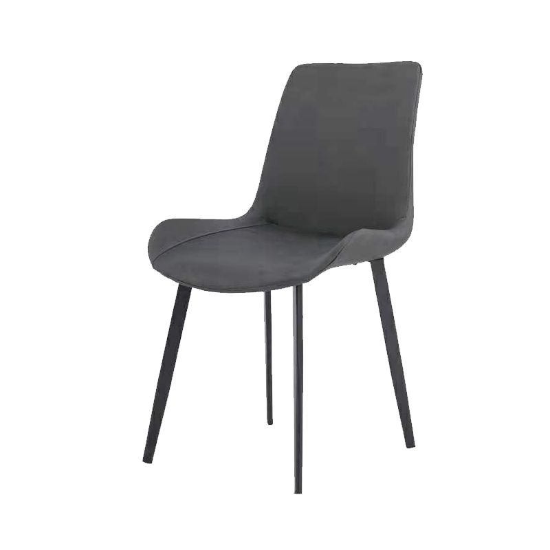 Faux Leather Dining Chairs Modern Style Side Chair with Black Legs