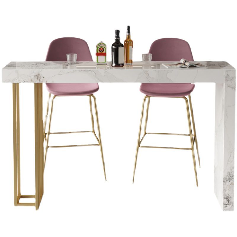 Glam Style Stone Bar Dining Table Rectangle Bar Table for Indoor