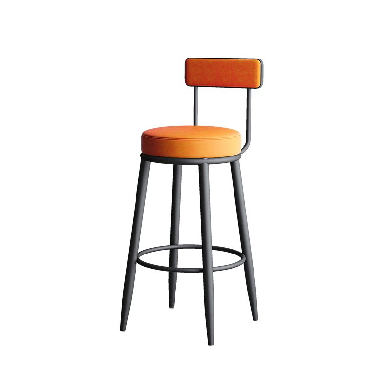 Faux Leather Armless Counter Stool Glam Style Low Back Bar Stool for Indoor