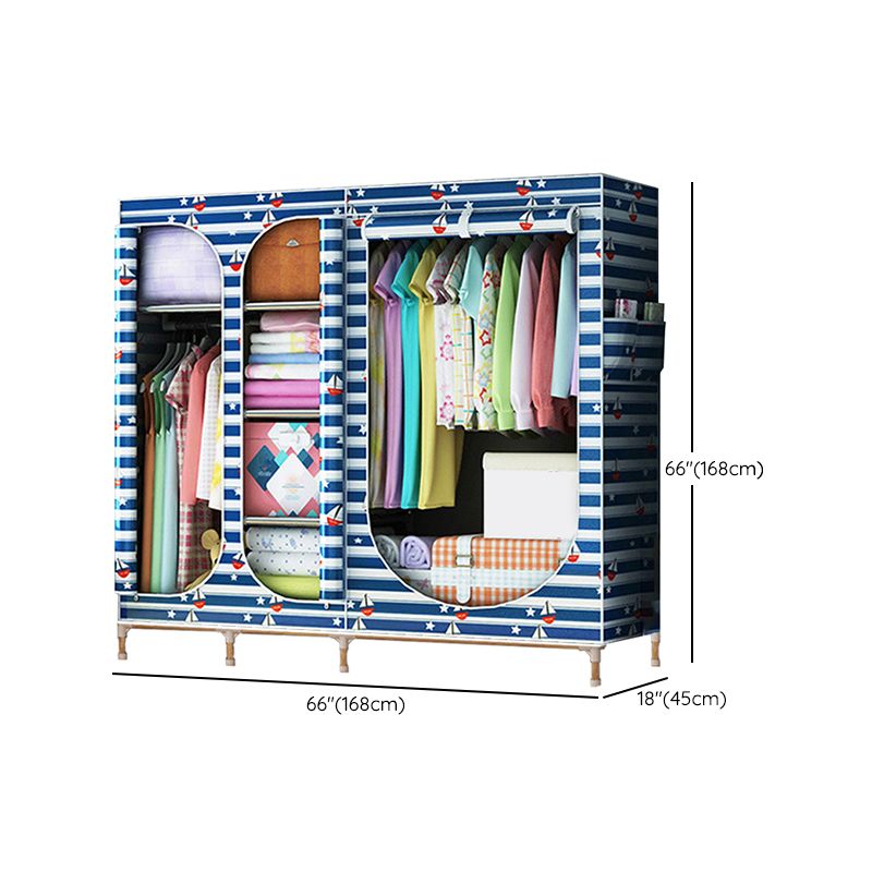 Contemporary Style Steel Wardrobe 3-door Wardrobe Closet with Legs