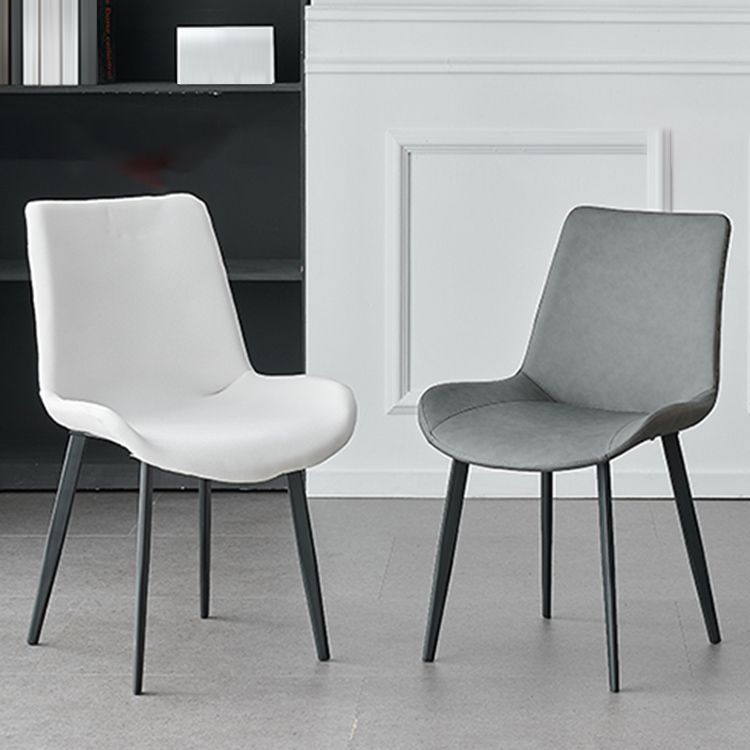 Contemporary Metal Dining Room Chairs Armless Leather Dining Chairs for Home Use