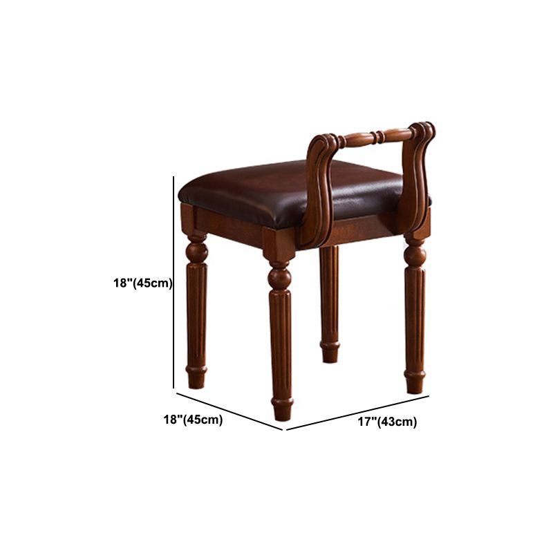 17.71" Wide Solid Wood Vanity Set with Stool Set Brown Dresser with 2-Drawer and Mirror
