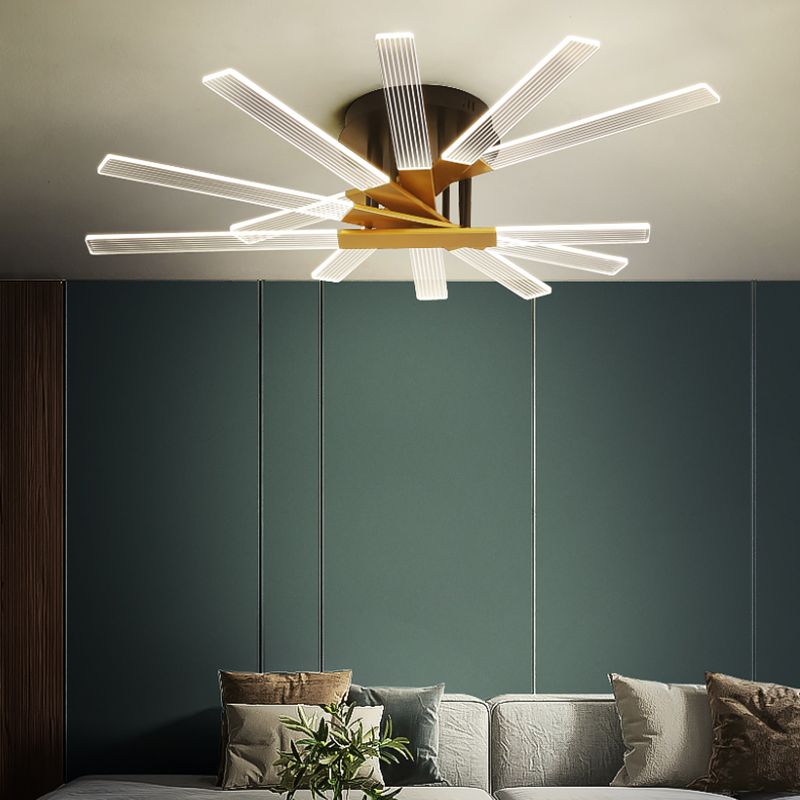 Metal Round Shade Flush Ceiling Light Modern Multi Lights Flush Mount Fixture in Brass