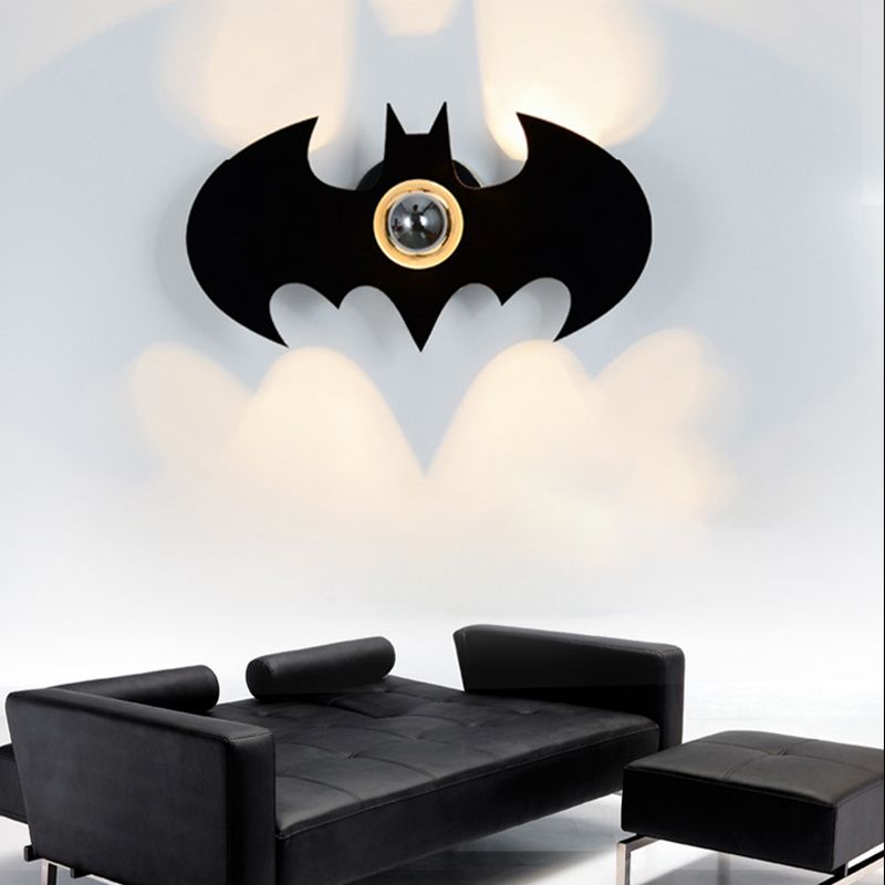 Black 1 Light Wall Sconce Acrylic Batman Wall Light Fixture for Kids Room