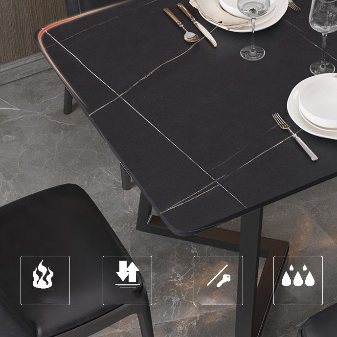 Polished Finish Dinette Set with Black Chairs 1/4/5/7 Pieces Glam Dining Table Set