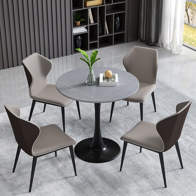 Mesa de comedor redonda Simplicity de piedra sinterizada con base de tulipán