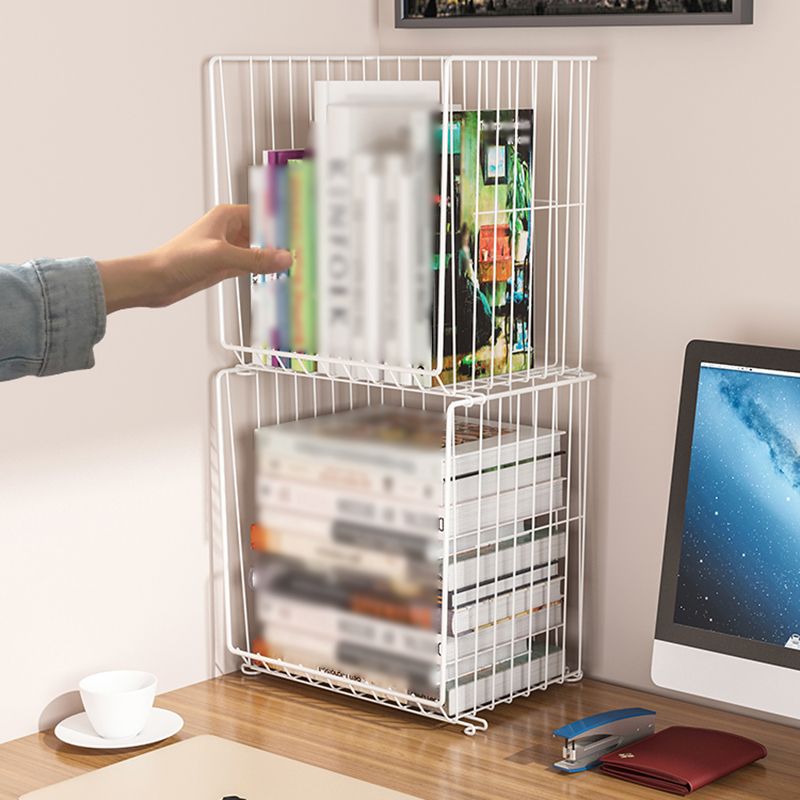 Contemporary Style Geometric Bookcase Metal Closed Back Bookcase