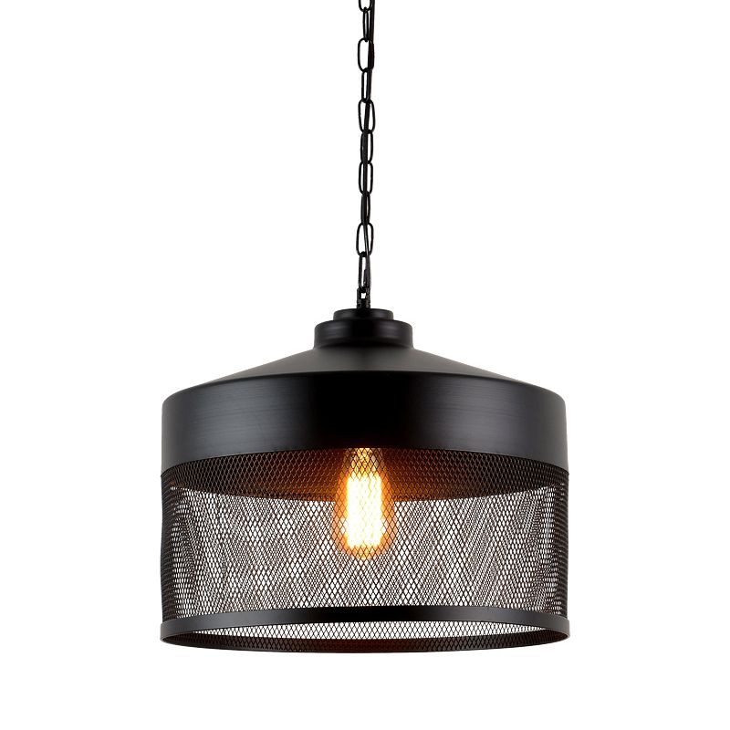 Birnenkäfig-Eisendecke Leichtfarmhouse 1-Bulb Restaurant Mini-Federung in Schwarz