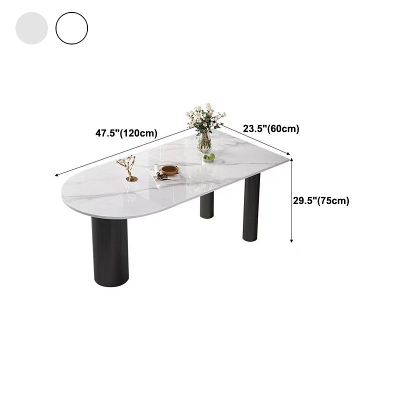 Modern White and Black Dinner Table Stone Top Tripod Base Dining Table