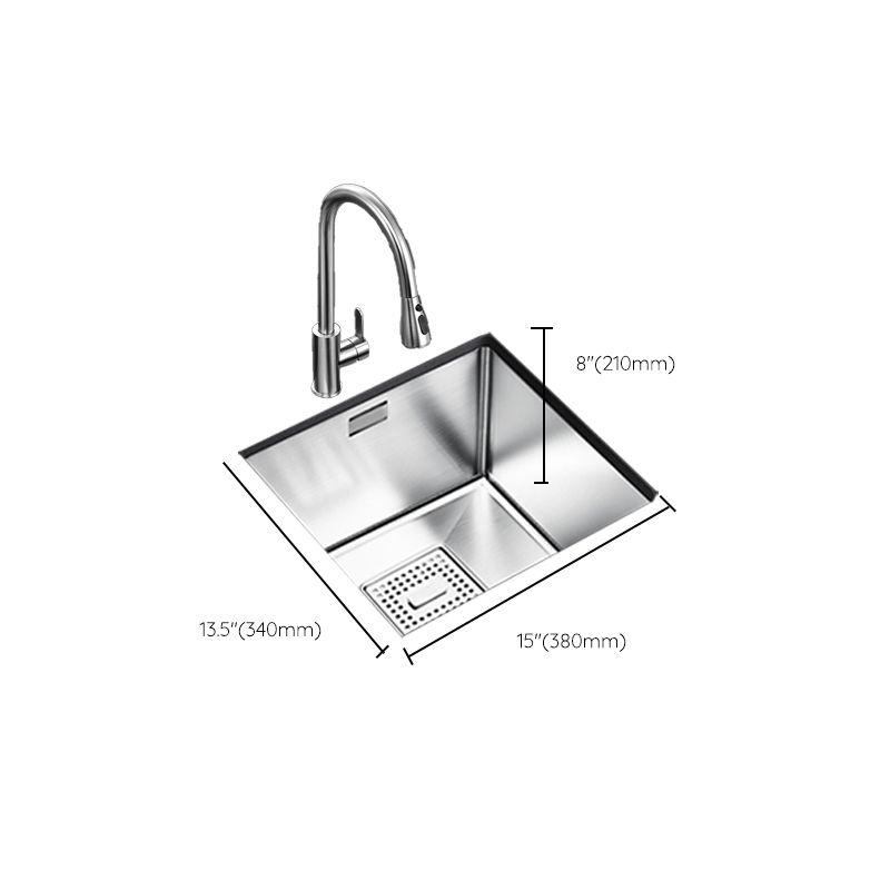 Rectangle Single Bowl Kitchen Sink Stainless Steel Sink with Drain Strainer Kit