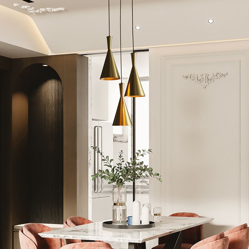 Horn Shaped Restaurant Hanging Light Metallic Postmodern Style Suspension Pendant Lamp