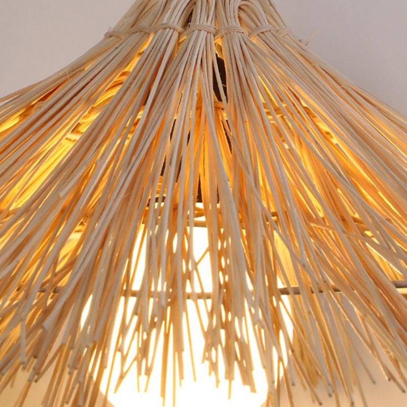 Rattan Asia Hanging Lamp Kit 1-Light Down Lighting Pendant for Bedroom