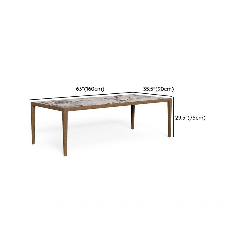 Rectangular Dining Set Stone 1/7 Pieces Dining Set with Wooden Base