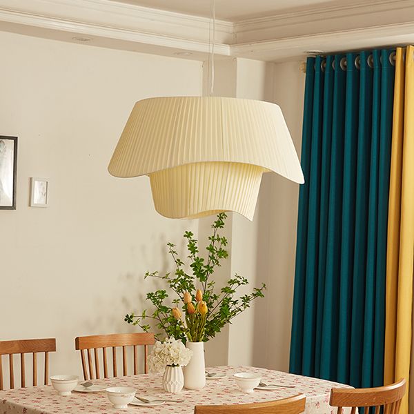 Shaded Ceiling Hung Fixture Minimalist Fabric Dinning Room Pendant Lighting Fixture