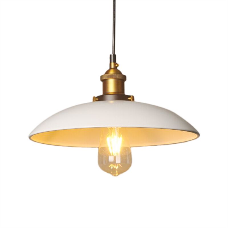 12 "/16" Dia Saucer eetkamer ophanging licht retro stijl metaal 1 licht wit plafond armatuur