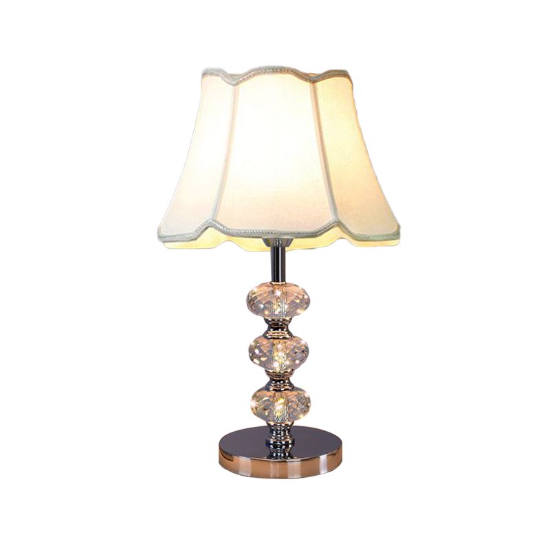 Stof cilindrische schaduw bestudeer licht eigentijdse 1 kop nachtkastje verlichting in zilver/beige/koffie met kristallen lamppost