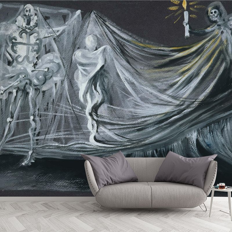 Smooth Large Grey Mural Surrealist Design for the Death Scene in Don Juan Tenorio Wall Covering, Size Optional