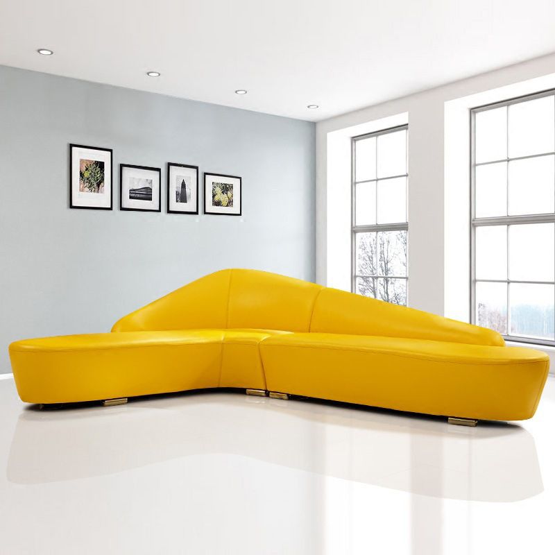 Contemporary Sloped Arm Seating Leather Sofa for Living Room