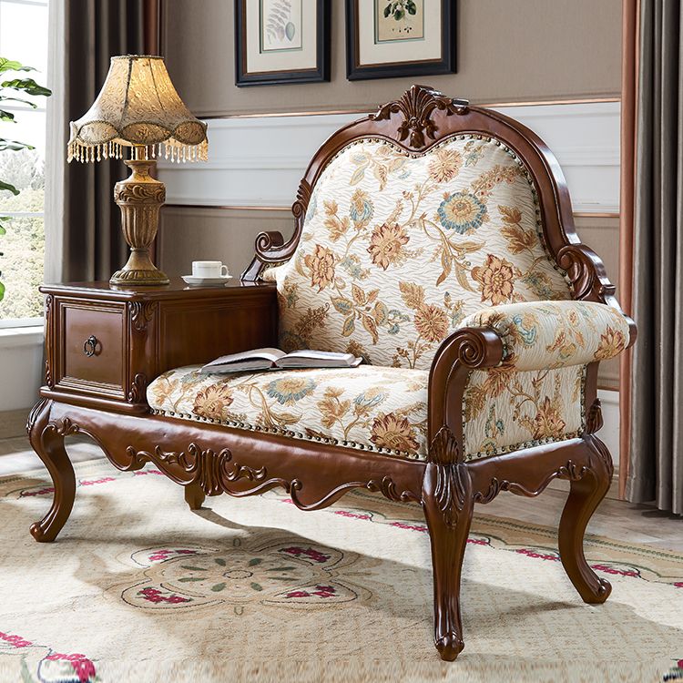 French Country Nailhead Trim Chaise Lounge Couch One Armed Chenille Lounge Chair