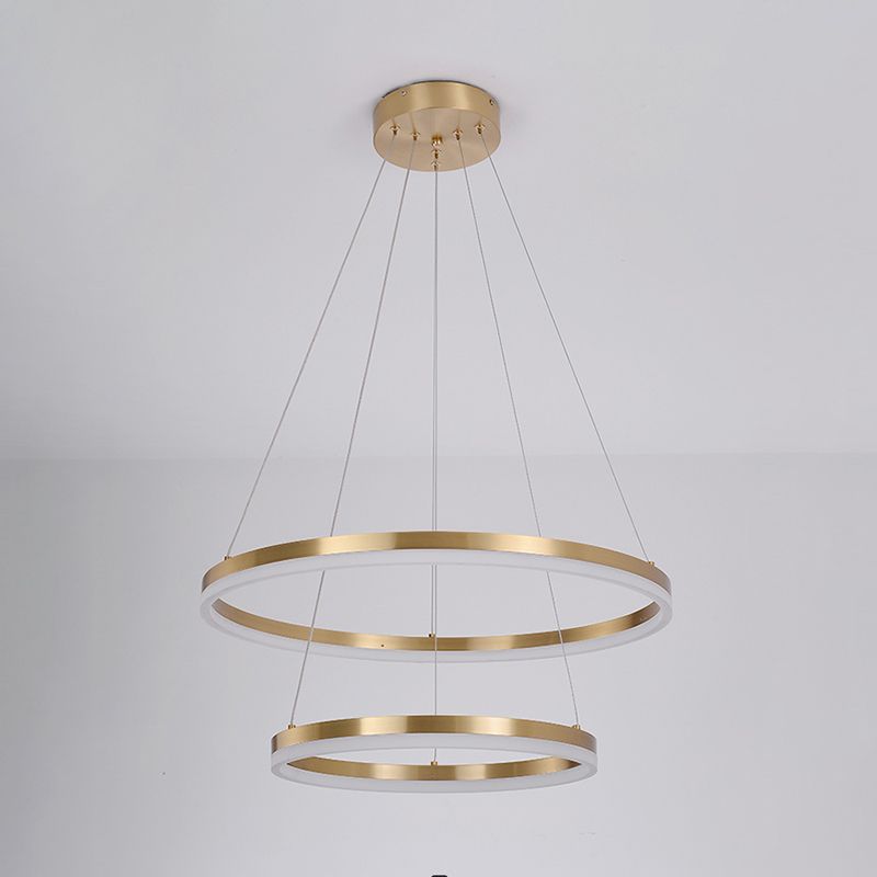 Fissaggi del lampadario a più luci di illuminazione anello moderno lampada appesa con ombra acrilica bianca