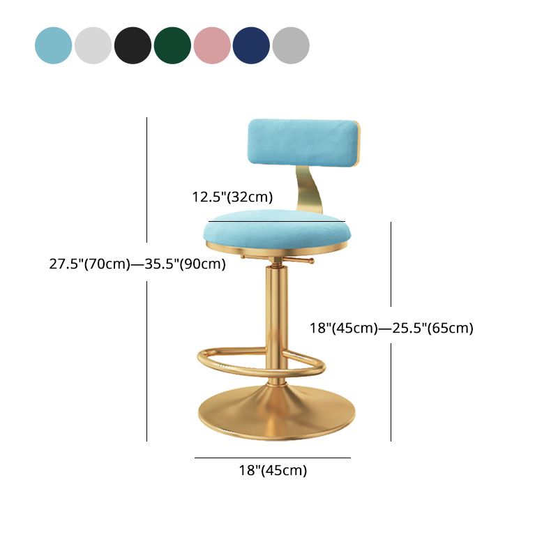 Glam verstellbarer, drehbarer Thekenhocker, Küchen-Barhocker aus Eisen mit Samtkissen