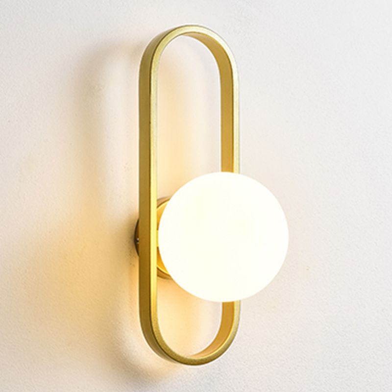 Gold Metal Glass Wall Sconce 1 Blub Wall Mounted Light Fixture for Study Room