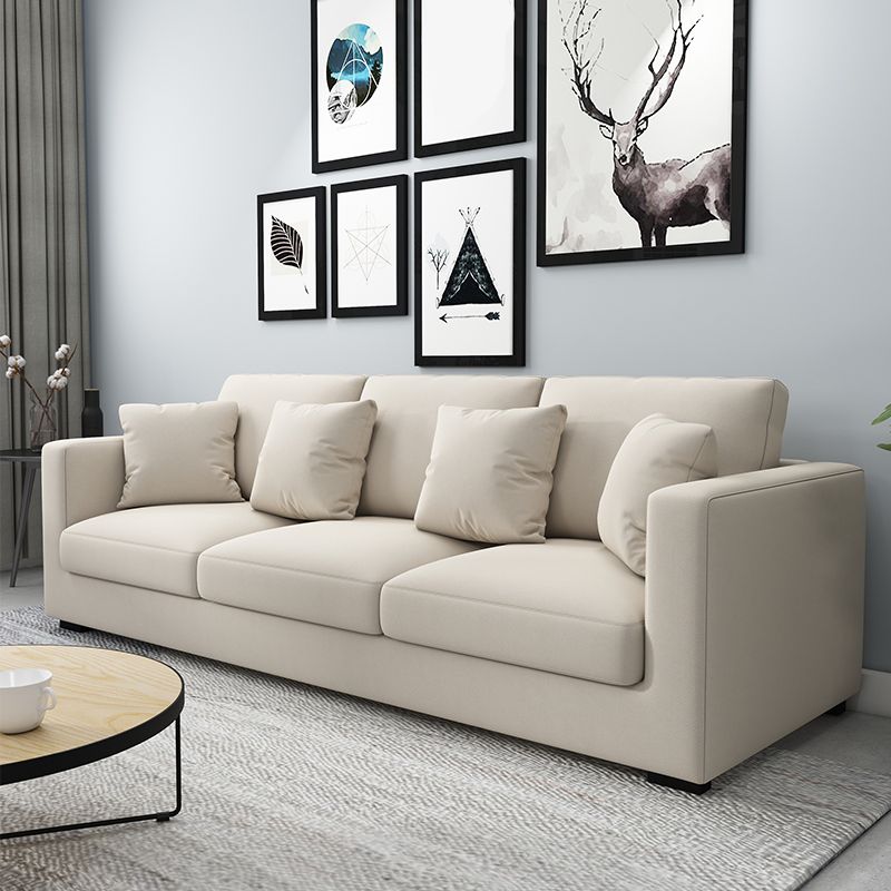 Modern Square Arm Standard Settee Bench with Pillows for 3 People