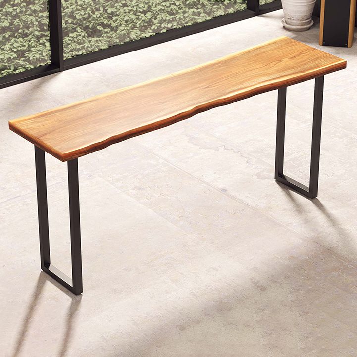 Pine Wood Bar Table Brown Industrial Bar Dining Table with Sled Base
