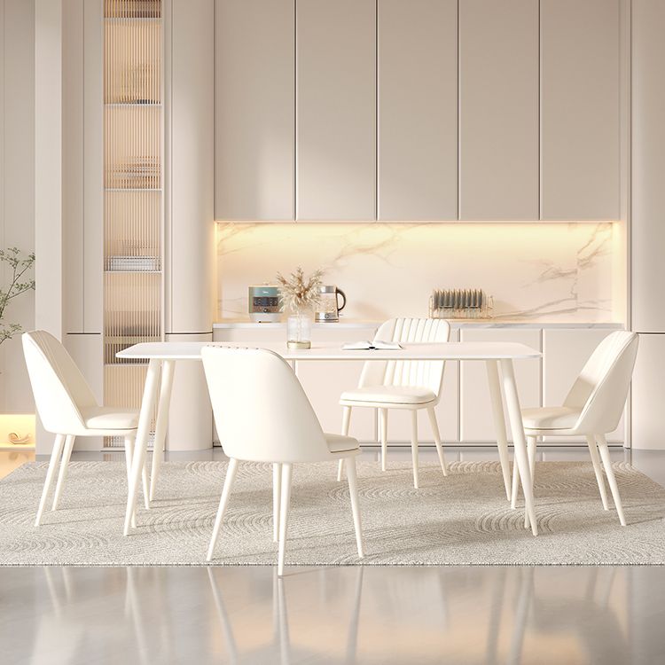 Rectangle 1/2/5/7 Pieces Furniture Sintered Stone Dining Set in White