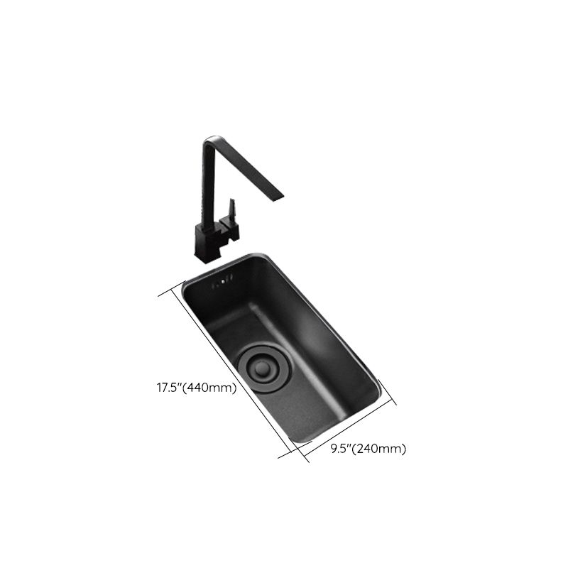 Black Stainless Steel Sink Single Bowl Undermount Sink with Basket Strainer