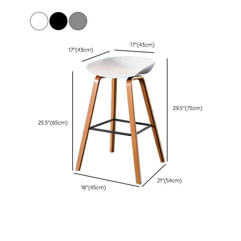 Contemporary Living Room Wood Legs Low Back Bar Stool with Footrest