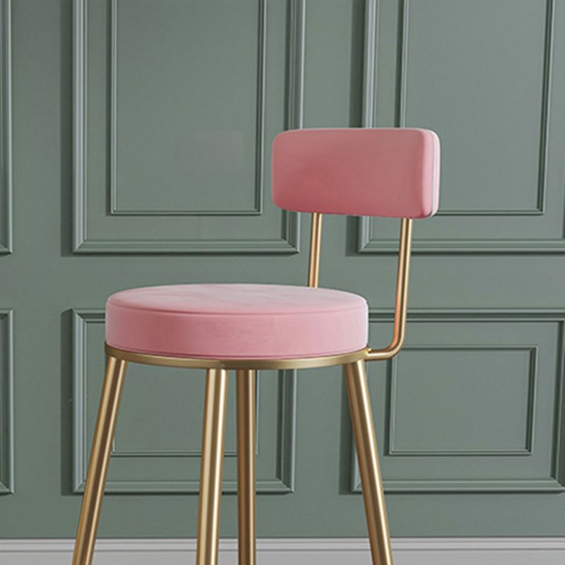 Glam Round Bar and Counter Stool Metal Low Back Stool with 4 Legs