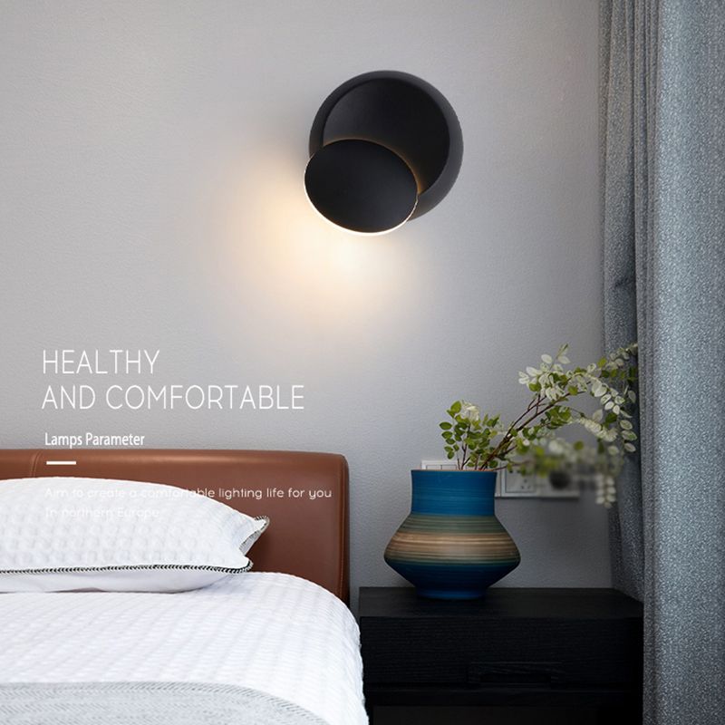 Modern Metal Rotatable Wall Light Round 6.5" High LED Wall Sconce for Living Room