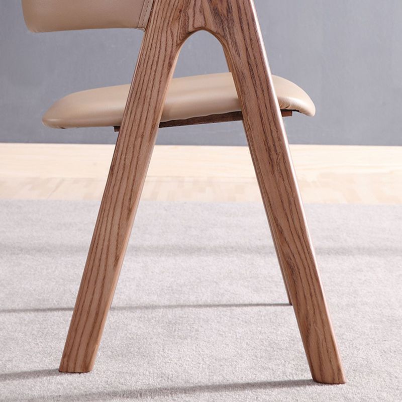 Open Back Dining Side Chair Solid Wood Dining Chair in Brown