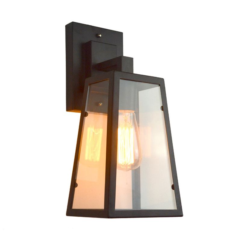 Glas Schwarz Wand montiertes Licht Trapezoidales industrielles Wandwand mit Wandleuchte