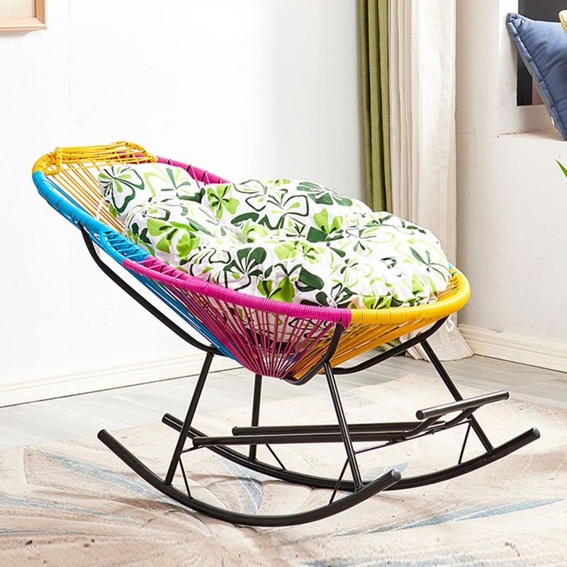 Modern Woven Rope Rocker Chair Rattan Rocking Chair for Living Room