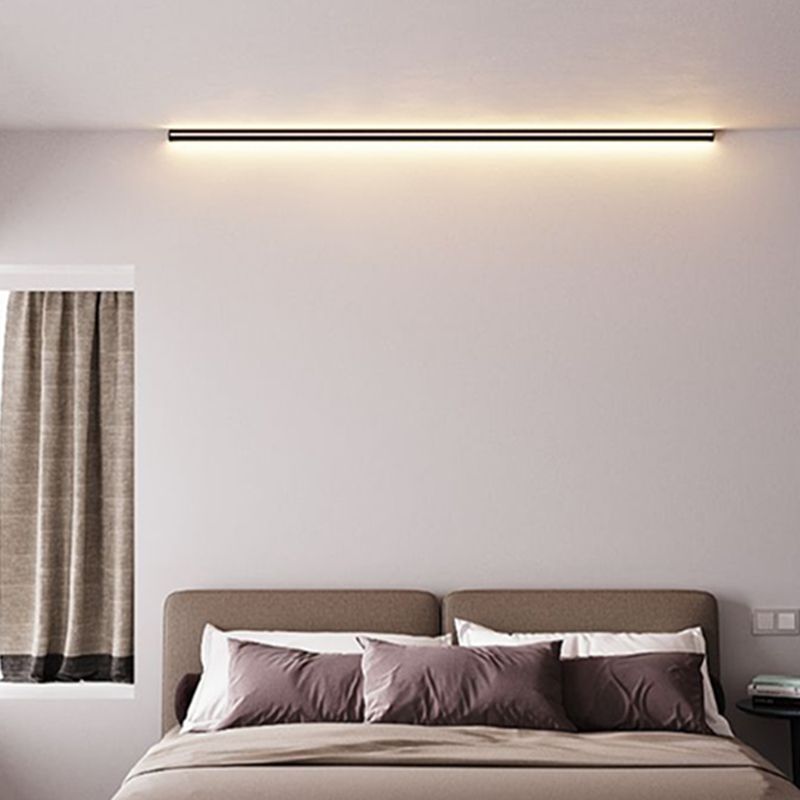 Linear Shade Metal Wall Sconce Modern Style 1 Light Wall Mounted Lighting in Black